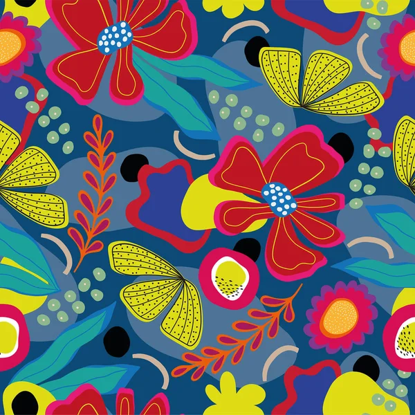 Красочные Обои Цветочными Растительными Узорами — стоковый вектор