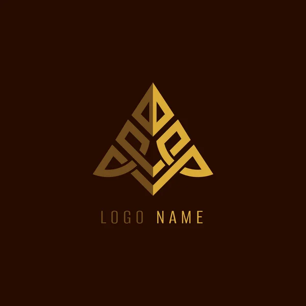 Złota Ikona Piramidy Środku Brązowego Tła Dla Nazwy Logo — Wektor stockowy