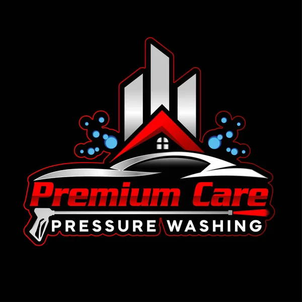 Logotipo Carwash Cuidado Premium Vermelho Preto Com Fundo Preto — Vetor de Stock