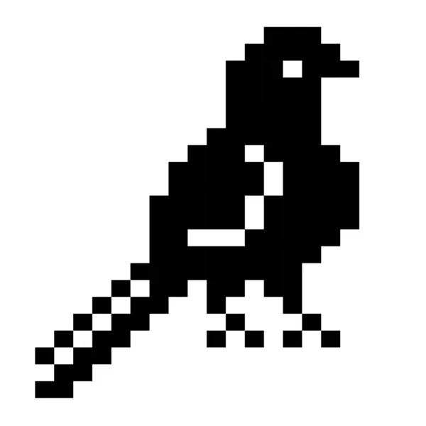 Fekete Bird Pixel Art Design Fehér Alapon — Stock Vector