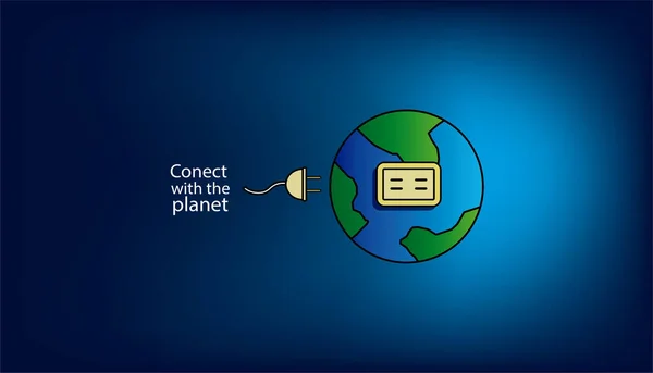 接続線を持つ地球の青いベクトル図 — ストックベクタ