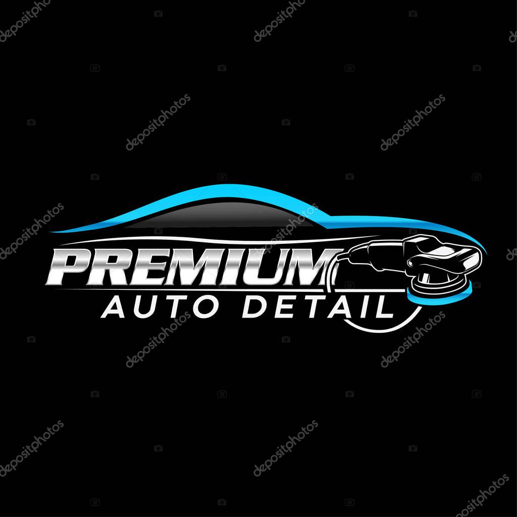 The blue and silver car detailing service company logo