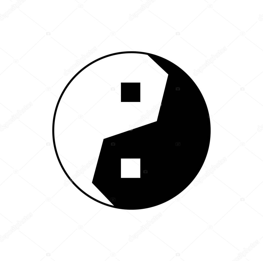 The Yin Yang icon, Chinese symbol of harmony and balance, isolated on white background.