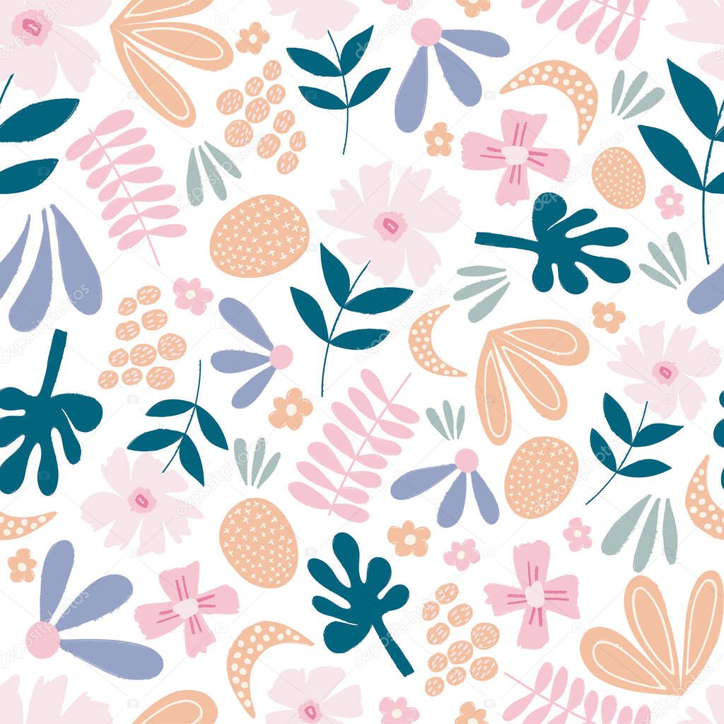 A seamless floral pattern on white background