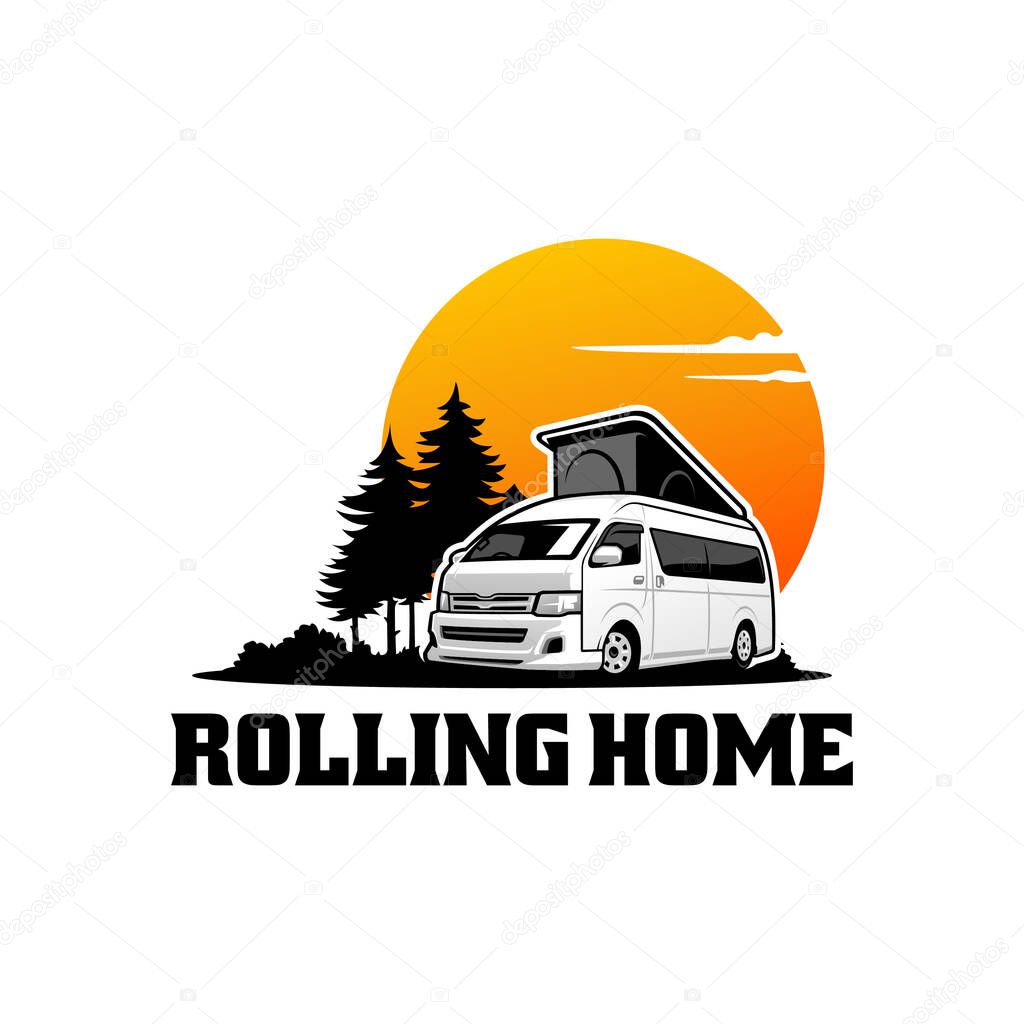 bus traveler - camping car illustration logo vector