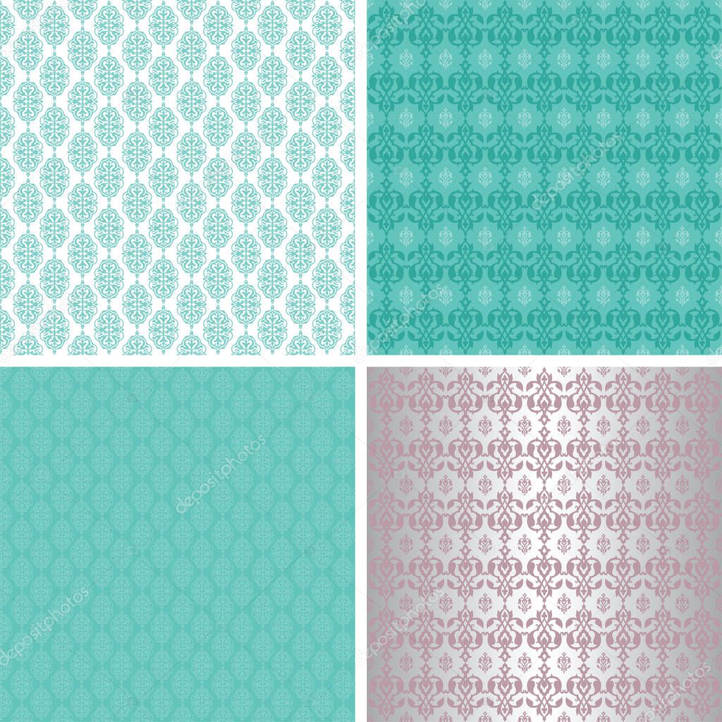 An illustration of four different patterns for wallpaper and background