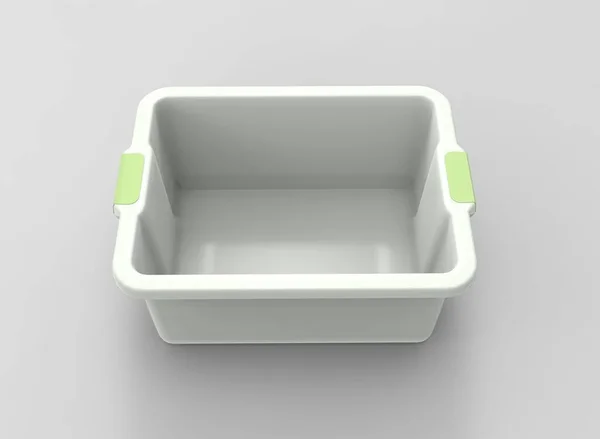 Hoge Hoek Weergave Van Een Geïsoleerde Opslag Plastic Container Witte — Stockfoto