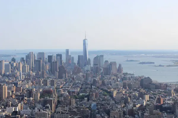 Bellissimo Paesaggio Urbano Lower Manhattan New York Con Grattacieli Mare — Foto Stock