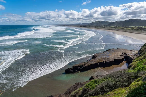 Прекрасный Вид Пляж Муривай Солнечный День Новой Зеландии — стоковое фото