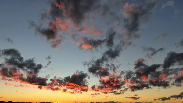 Coucher Soleil Rouge Sur Les Nuages Dans Nature — Photo