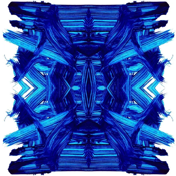 Obra Arte Creativa Con Pintura Azul Abstracta Sobre Fondo Blanco — Foto de Stock