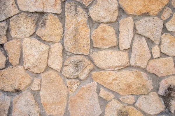 Granit Taşlarla Örülmüş Duvar Çimentoyla Birleştirilmiş Soyut Arkaplan Dokusu Eski — Stok fotoğraf