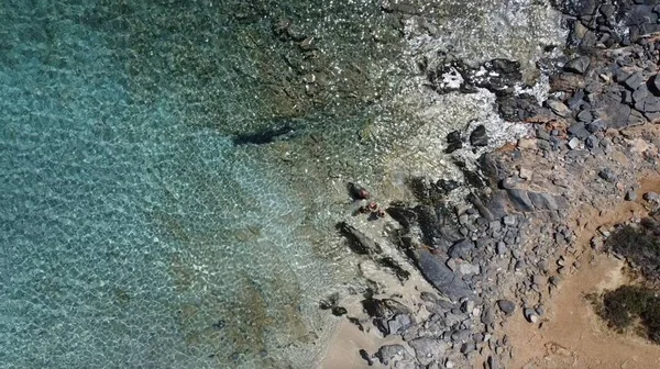 Aerial Top View Aegean Sea Coastline Closeup Shot — Stock Photo, Image