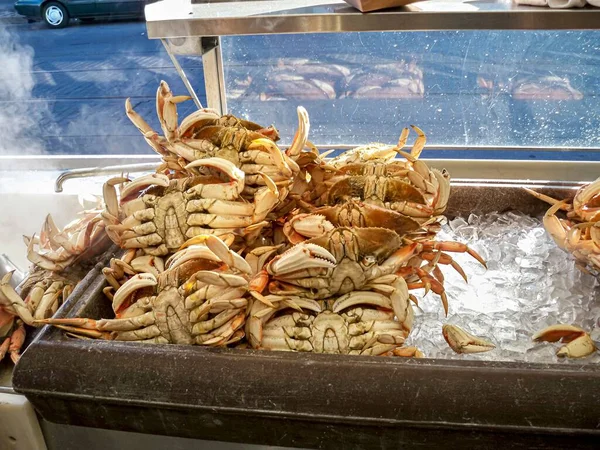 Les Crabes Sur Marché Des Fruits Mer — Photo