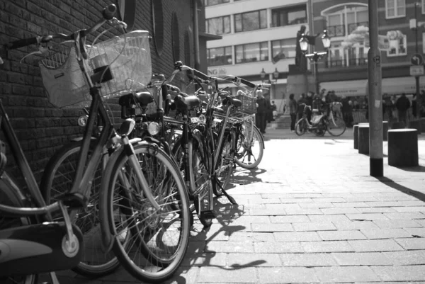 Велосипеды Припаркованы Улице Людьми Венло Нидерланды — стоковое фото