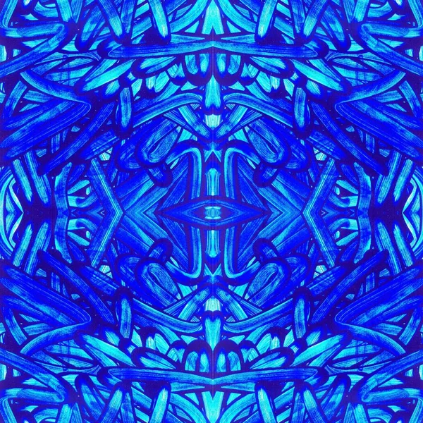 Ein Rendering Eines Blauen Kaleidoskopischen Abstrakten Hintergrunds Für Tapeten — Stockfoto