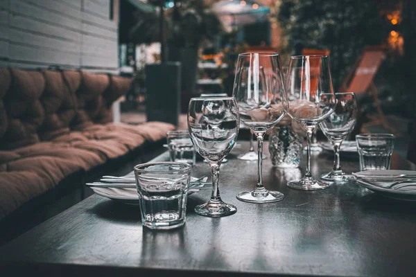 Bild Flera Typer Glas Restaurangen — Stockfoto