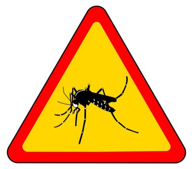 Sivrisinek tehlike sinyalinde, virüs taşıyıcı. Arbovirure 'lar. Asyalı kaplan sivrisineği. Zika, dang, chikungunya virüsü. Sivrisineklere dikkat et. Boş vektör.