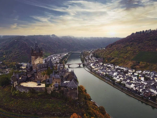 Beautiful View Cochem Castle Sunset Germany — Stock Photo, Image