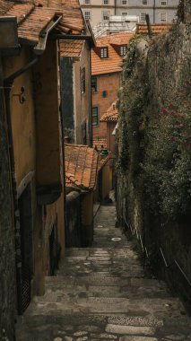 Portekiz, Porto 'da eski bir dar sokağın dikey görüntüsü.