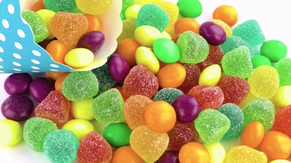 Eine Nahaufnahme Von Bunten Gelee Bonbons Mit Zucker — Stockfoto