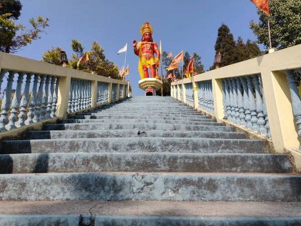 Una Estatua Roja Gigante Del Señor Hanuman Ubicada Nepal —  Fotos de Stock