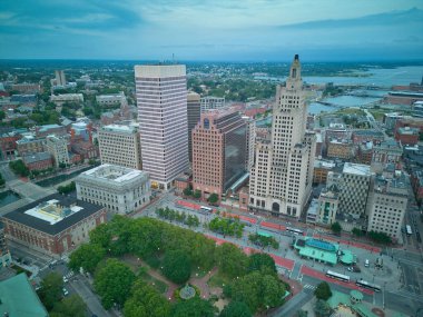 Providence şehir merkezinin havadan görüntüsü, Rhode Island RI, ABD