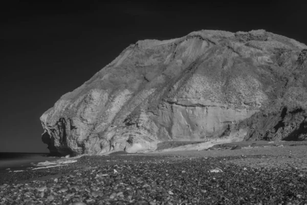 Skala Szarości Wapiennego Klifu Bulbjerg Północnej Jutlandii Dania — Zdjęcie stockowe