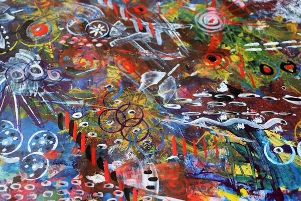 Illustration Eines Abstrakten Farbenfrohen Gemäldes Aus Mischtechnik — Stockfoto