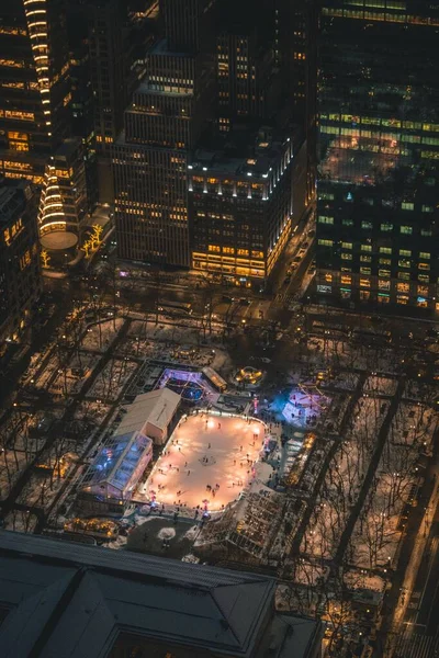 Aerial View Illuminated New York City Night — Stock Photo, Image