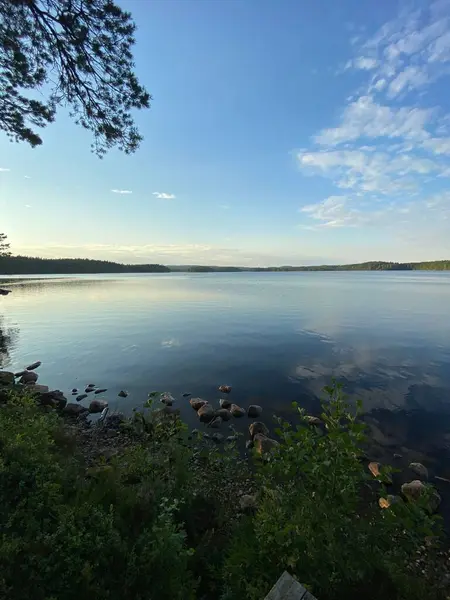 Disparo Vertical Lago Tranquilo Suecia —  Fotos de Stock