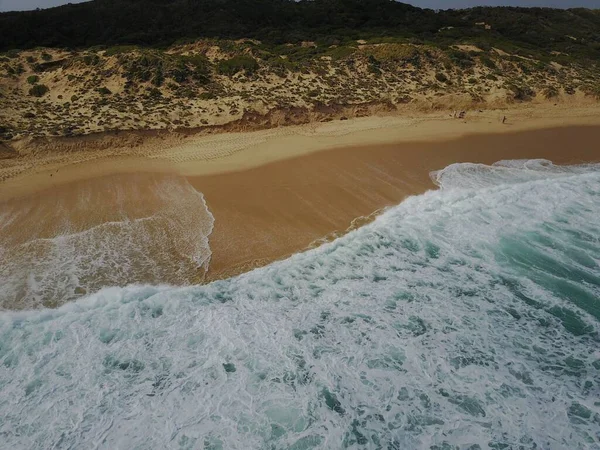Scenic View Ocean Waves Crashing Sandy Beach Mornington Peninsula Victoria — Stock Photo, Image