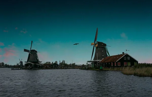 Une Belle Scène Apaisante Moulins Vent — Photo