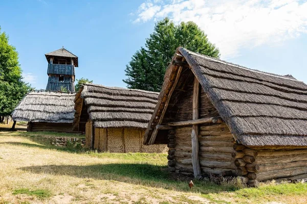 Modra Open Air Museum Great Moravia Wooden Huts Museum Great — Stock Photo, Image