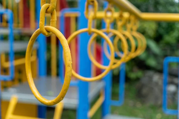 Closeup Yellow Equipment Playground — Stock Photo, Image
