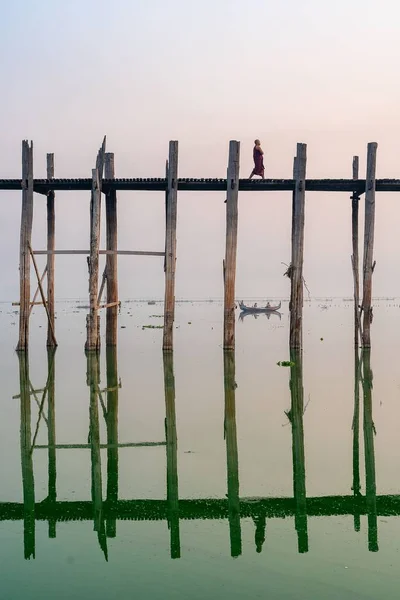 Ein Malerischer Sonnenaufgang Der Bein Bridge Mandalay Myanmar Burma — Stockfoto
