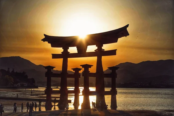 Uitzicht Waterpoorten Japan Bij Zonsondergang — Stockfoto