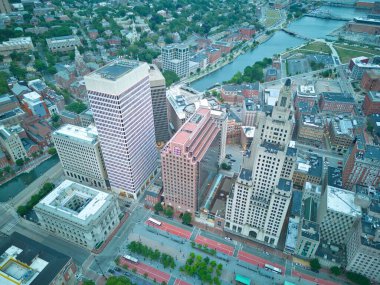 Providence şehir merkezinin havadan görüntüsü, Rhode Island RI, ABD