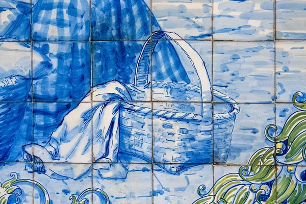 Azulejos Portugal Detail Rural Scene Typical House Colorful Background — Stock Photo, Image