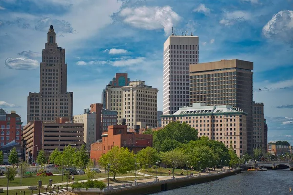 Buildings River Sunny Day Providence Rhode Island — Stock Photo, Image