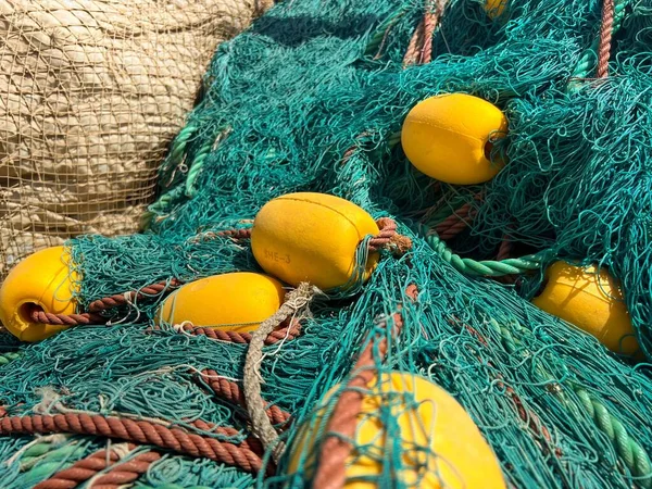 Gros Plan Filets Pêche Sur Port — Photo