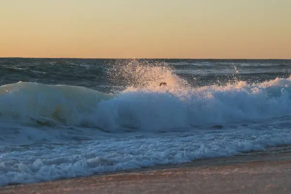 Paisaje Increíble Océano Por Mañana Vista Las Escarpadas Olas Espuma —  Fotos de Stock