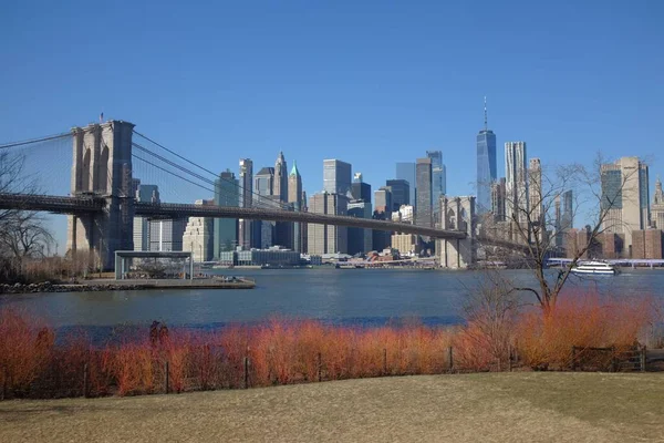 Gyönyörű Felvétel Brooklyn Hídról Manhattanről — Stock Fotó