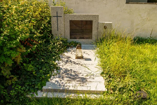 Гробниця Хрестом Зеленою Травою Кладовищі Солдатів Другої Світової Війни Парку — стокове фото