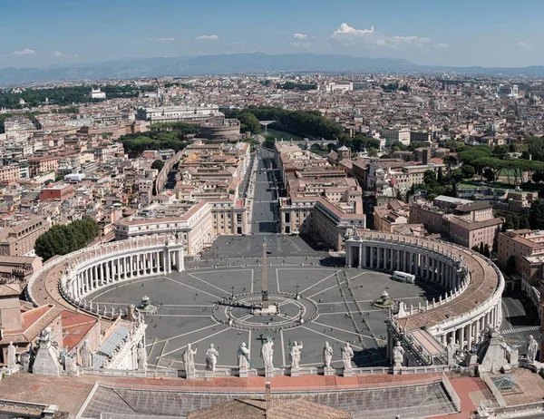 Légi Kilátás Szent Péter Térre Róma Városára Egy Napsütéses Napon — Stock Fotó