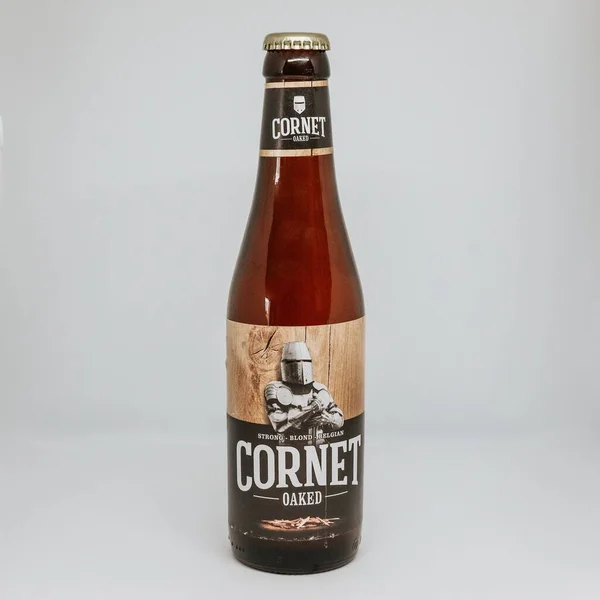 Bottle Cornet Oaked Beer Isolated White Background — Stock Photo, Image