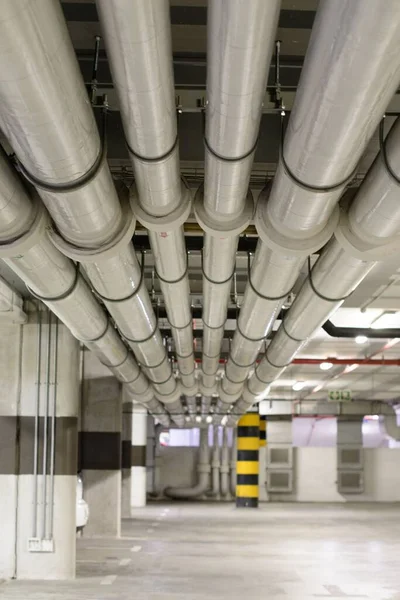 Vertical Shot Pipes Parking Lot — Stock Photo, Image