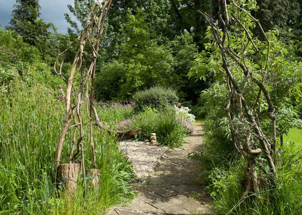 View Path Garden Sunny Day — Stock Photo, Image