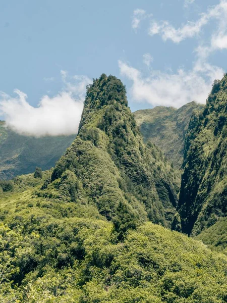 Plano Vertical Característica Erosión Needle Maui Hawaii — Foto de Stock