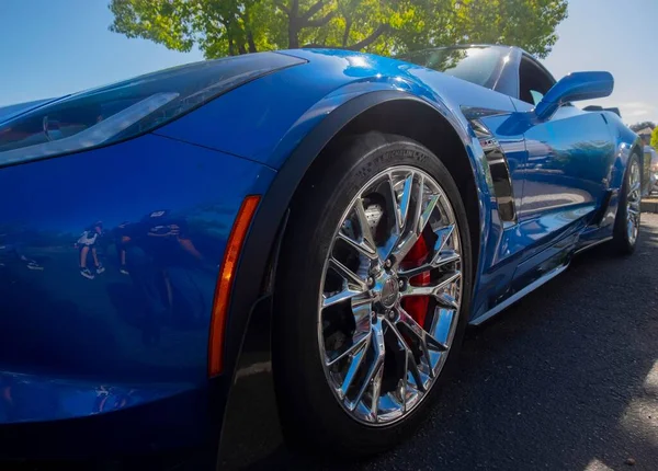 Modré Sportovní Auto Chevrolet Corvette Zaparkované Venku — Stock fotografie